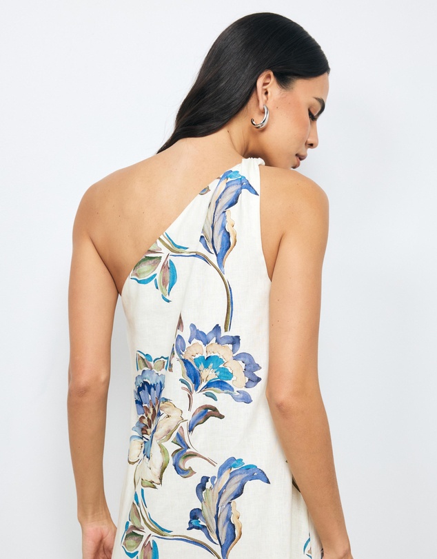 AERE - Mara Linen One Shoulder Midi Dress
