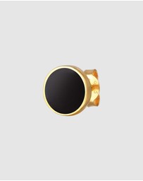 Kuzzoi - ICONIC EXCLUSIVE - Earrings Men Stud Circle Basic Geo with Enamel in 925 Sterling Silver Gold Plated