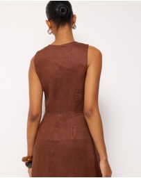 AERE - Cari Bead Detail Linen Midi Dress
