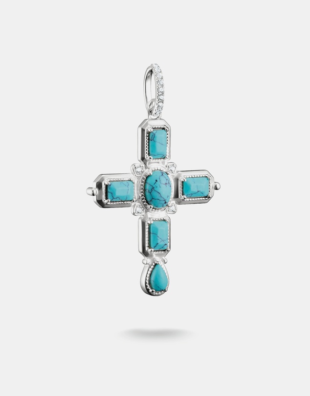 THOMAS SABO - THOMAS SABO Cross Pendant with Imitation Turquoise Stones Silver