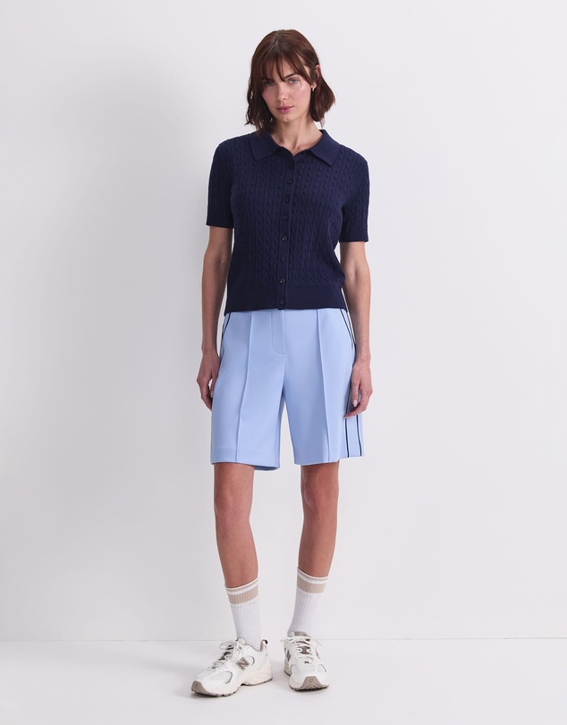 Sportscraft - Cotton Cable Short Sleeve Knit Top