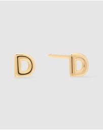 Wanderlust + Co - Alphabet Bubble Gold Stud Earrings - Letter D