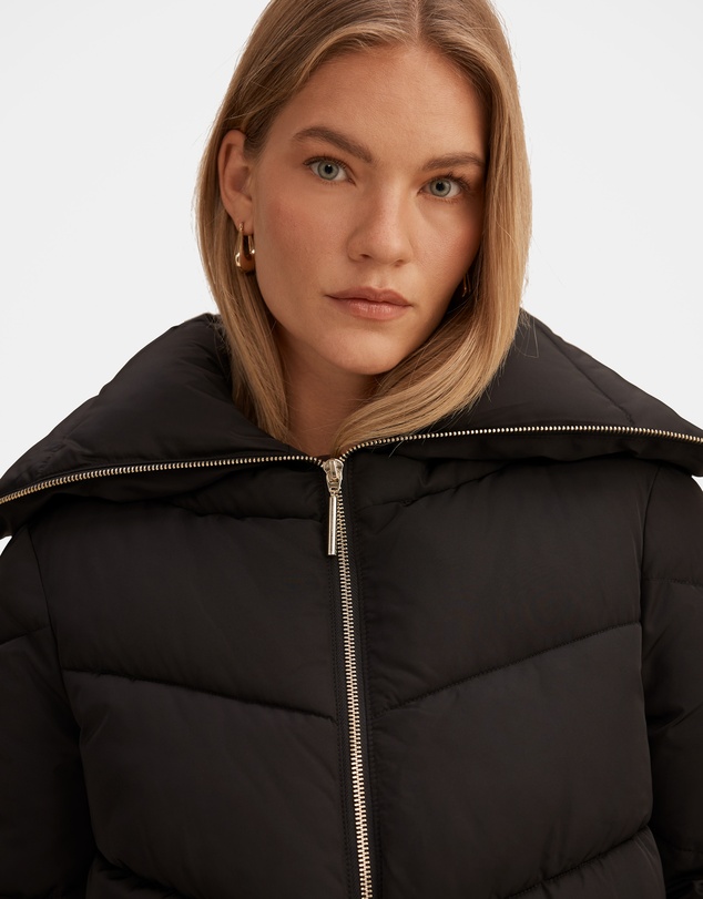 Forever New - Evie Cropped Ribbed Detail Puffer Jacket