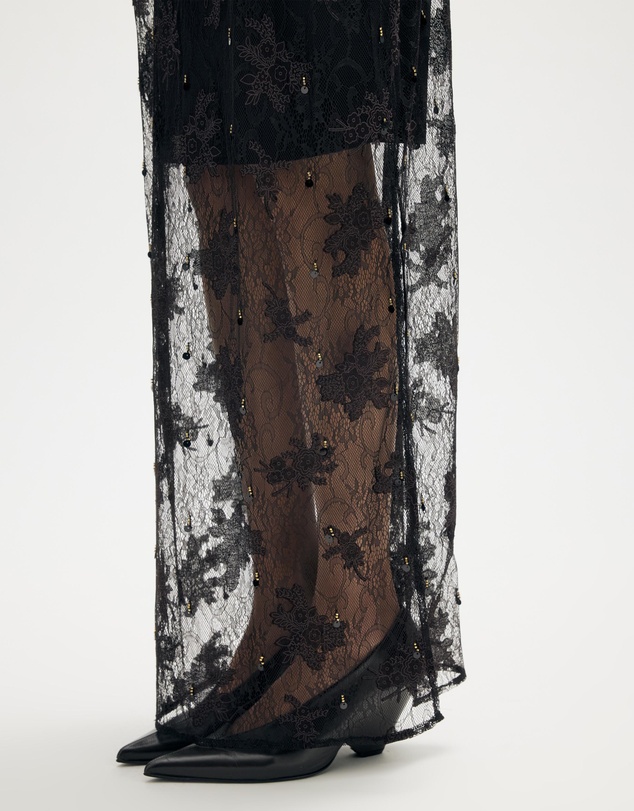 Minima Esenciales - Ninon Beaded Lace Maxi Skirt