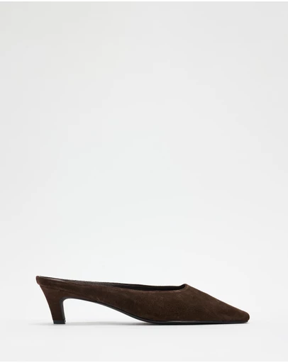 AERE - Tala Heeled Suede Mules