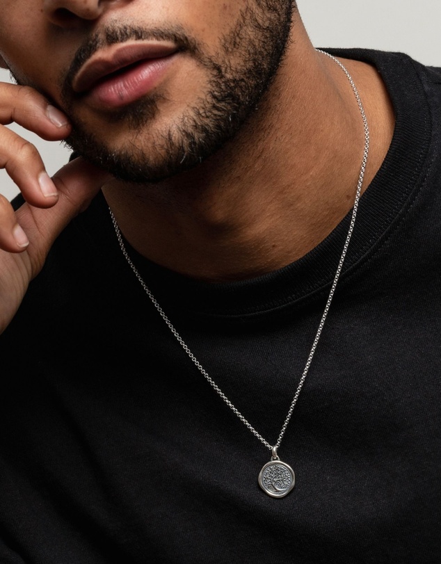 Dower & Hall - Men's Tree of Life Talisman Necklace In Sterling Silver