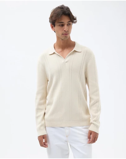 AERE - Organic Cotton Long Sleeve Polo