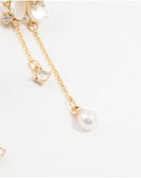 Lovisa - Gold Plated Acrylic Flower Pearl Drop Earrings