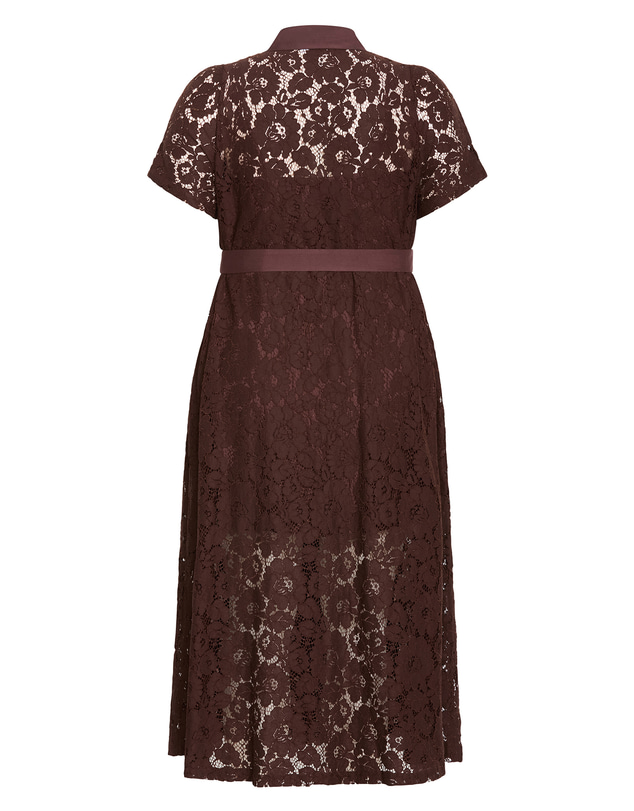 City Chic - Plus size Lani Lace Shirt Dress - chocolate