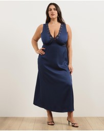 Atmos&Here Curvy - Jasmine Lace Trim Satin Midi Dress
