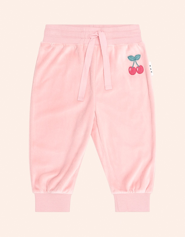 Huxbaby - Cherry Emb Velour Trackpants - Babies-Teens