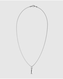 GUESS - Silver-Tone Matte Crystals Tag Necklace