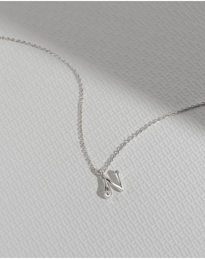 Wanderlust + Co - Alphabet Bubble Silver Necklace - Letter N