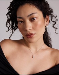 Michael Hill - Oval Cultured Freshwater Pearl Dome Drop Stud Earrings and Pendant Necklace Set in Sterling Silver