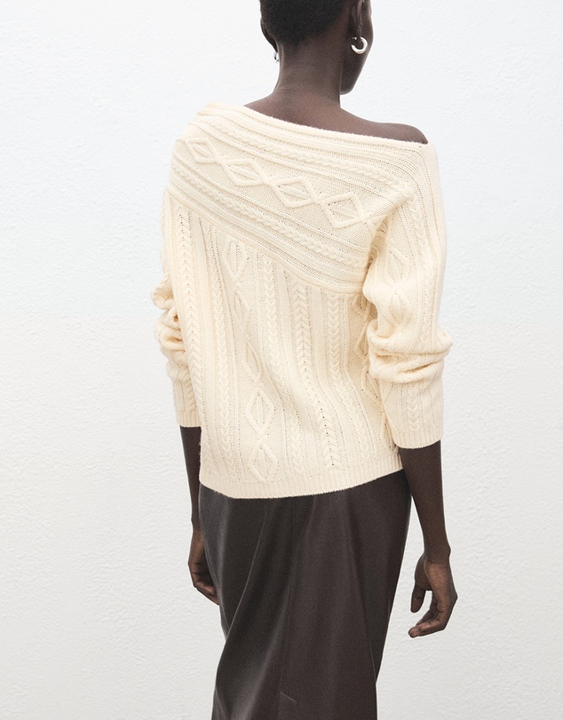M.N.G - Asymmetrical Cable Knit Sweater