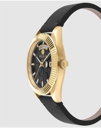 Philipp Plein - Date Superlative 42mm Gold-tone with Black dial and leather strap