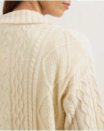Atmos&Here - Faye Cable Knit Pullover With Collar