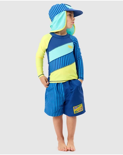 Goldie + Ace - Stripe Panel Legionnaries Swim Hat - Babies-Kids