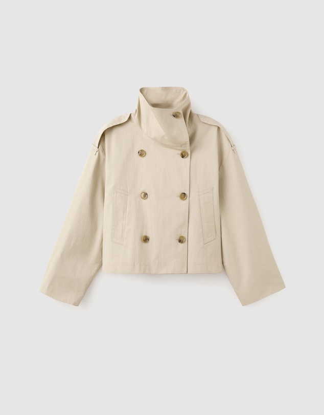 M.N.G - Double-Breasted Cropped Trench Coat