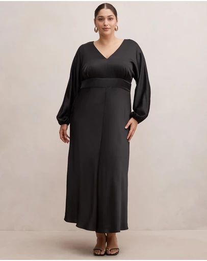 Forever New Curve - Vera Curve Draped Batwing Maxi Dress