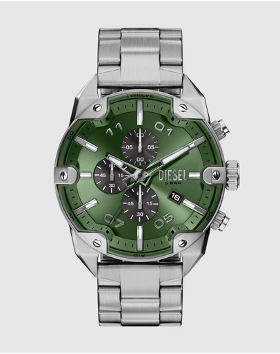 Diesel - Spiked Silver Tone Chronograph Watch