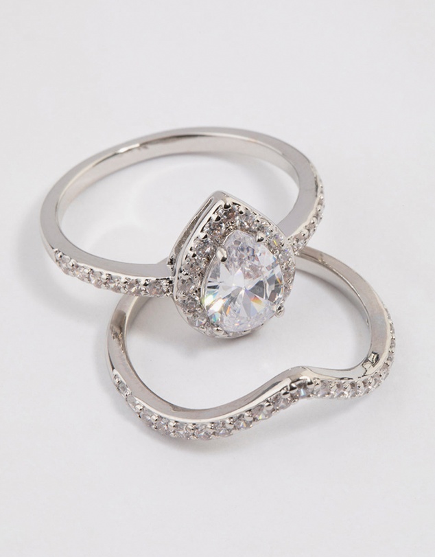 Lovisa - Silver Crowned Pear Crystal Ring
