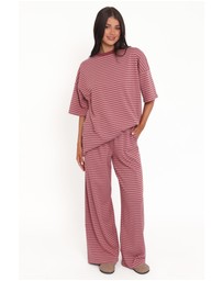 Petal & Pup - Wilda Oversized Tee - Pink Red Stripe