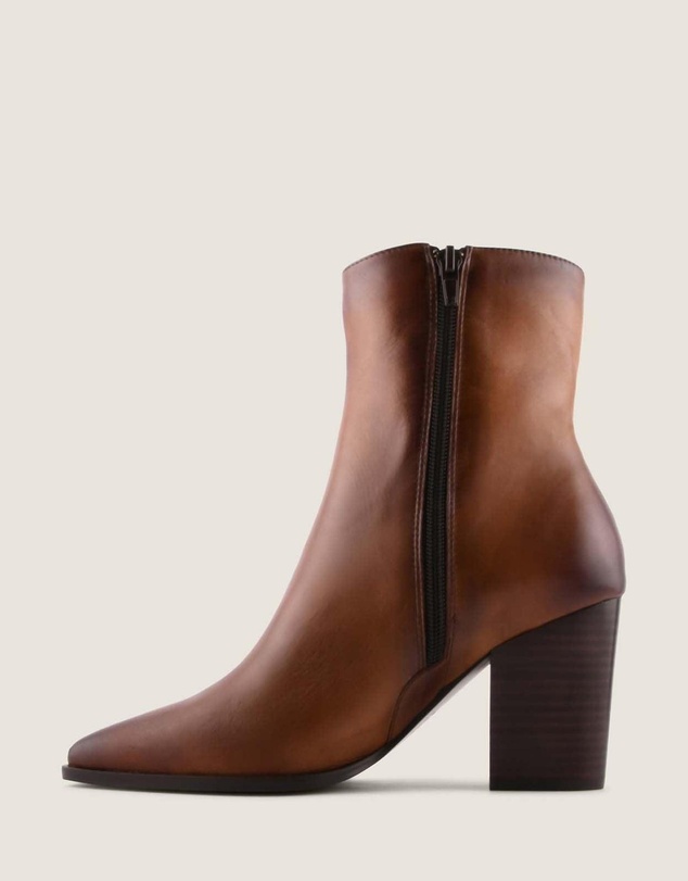 Shelly Shen - Ellis Heel Ankle Boots Tan Leather