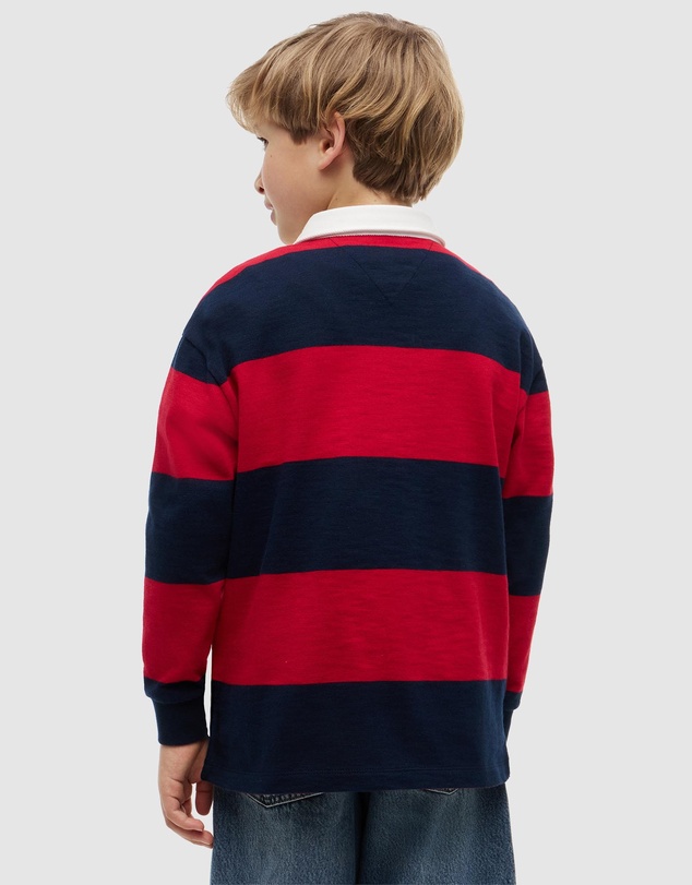 Tommy Hilfiger - Regular Fit Stripe Long Sleeve Polo Shirt - Teens