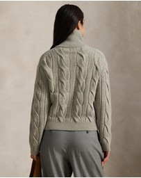 Polo Ralph Lauren - Cable Wool-Cashmere Funnelneck Cardigan - ICONIC EXCLUSIVE