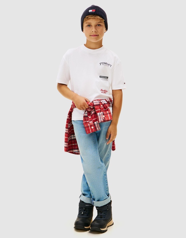 Tommy Hilfiger - Back Multi Logo Print Jersey T-Shirt - Teens