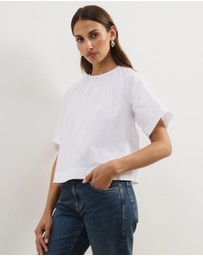 Atmos&Here - Tirsa Cotton Gathered Short Sleeve Top