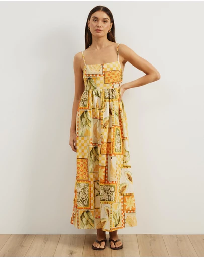 Atmos&Here - Alex Linen Blend Empire Waist Midi Dress