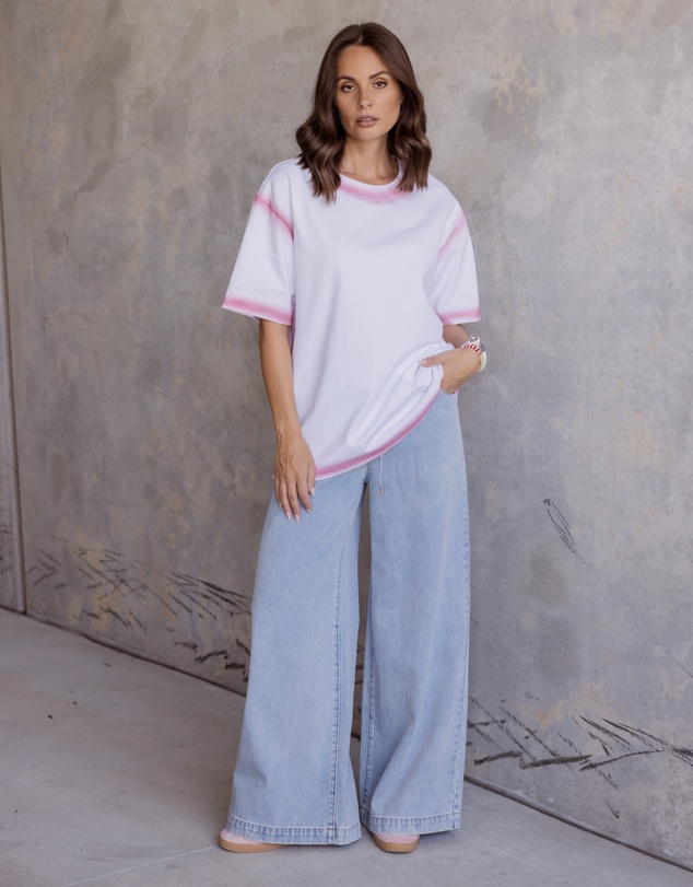 ALEXANDRA - Spray T-Shirt White/Dusty Pink