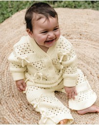 Kynd Baby - Knit Bow Pant in Ivory