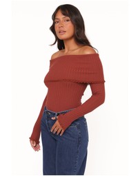 Petal & Pup - Sirmione Off Shoulder Pointelle Top - Burgundy