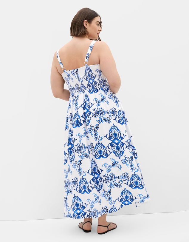 City Chic - Plus size Mykonos Print A-line Maxi Dress - white