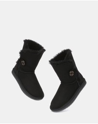 EVERAU - Australian Shepherd Ugg Short Button Sheepskin Upper UGG Boots