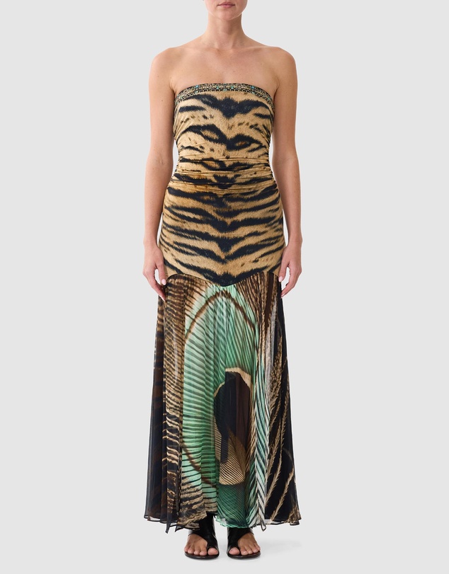 Camilla - Strapless Jersey Dress with Silk Panel