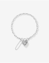 Michael Hill - Cubic Zirconia Butterfly Padlock Belcher Bracelet in Sterling Silver