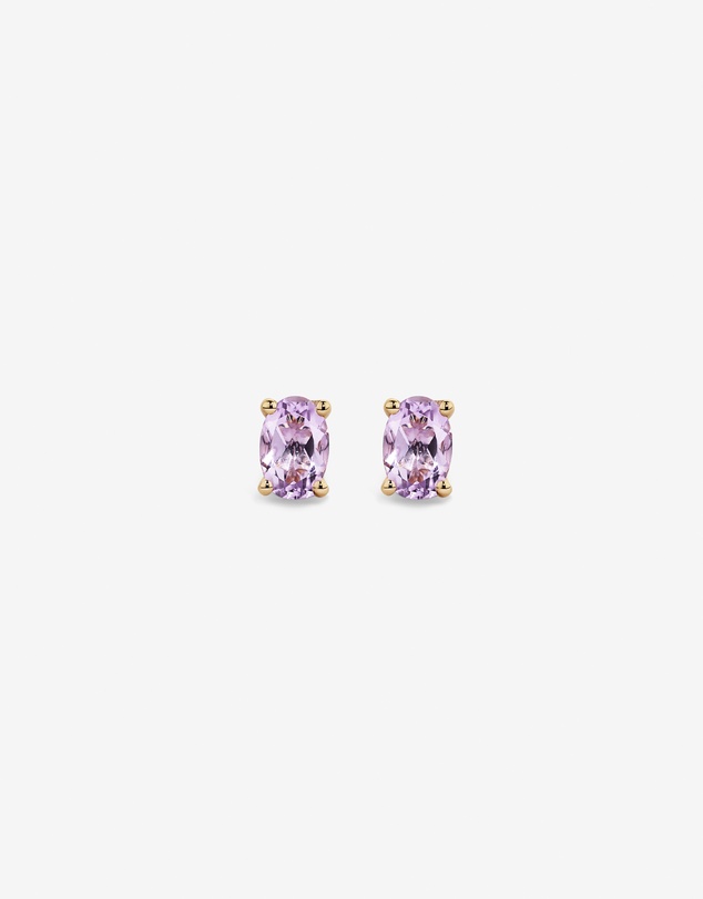 Michael Hill - Oval Rose Amethyst Stud Earrings in 10kt Yellow Gold