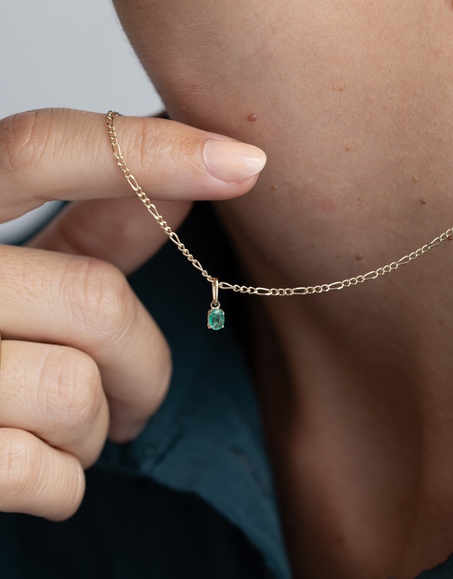 Luna Rae - Solid Gold - Emerald Necklace