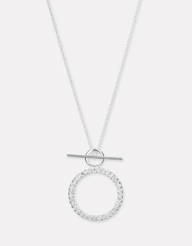 Ichu - Cubic Zirconia Toggle Necklace