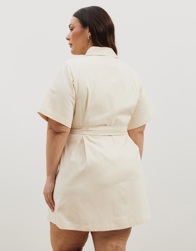 Atmos&Here Curvy - Amy Cotton Drill Mini Shirt Dress
