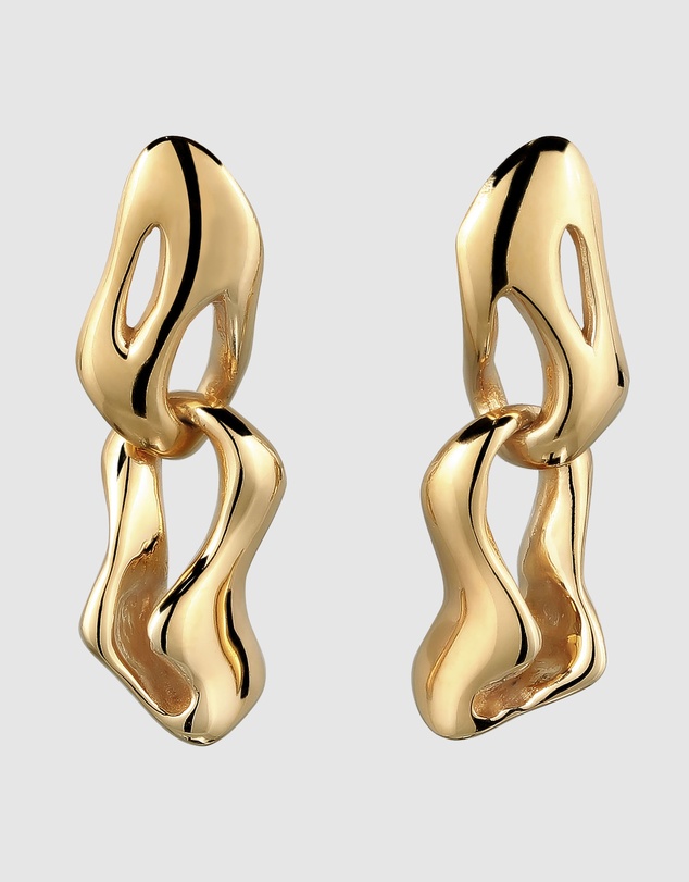 Elli Jewelry - Sculptural Melted Drop Earrings in Gold-Plated 925 Silver