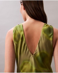 Calvin Klein - Crushed Satin Floral Midi Dress