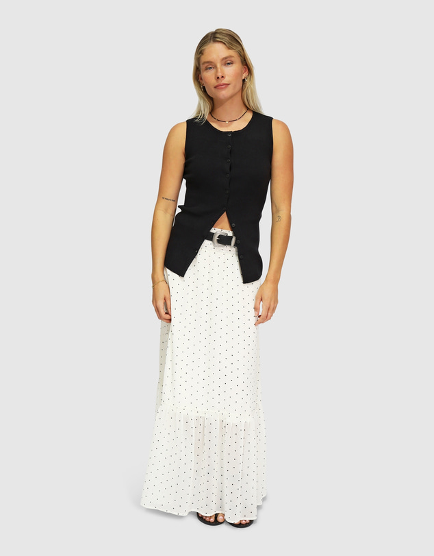 Belle & Bloom - Close To You Ribbed Button Up Sleeveless Vest
