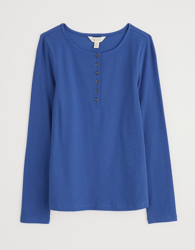 Seasalt - Seasalt Cornwall Blue L/S Early Orchid Rib Top