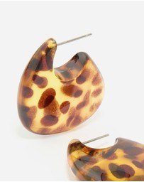 Lovisa - Leopard Print Acrylic Thick Bubble Hoop Earrings