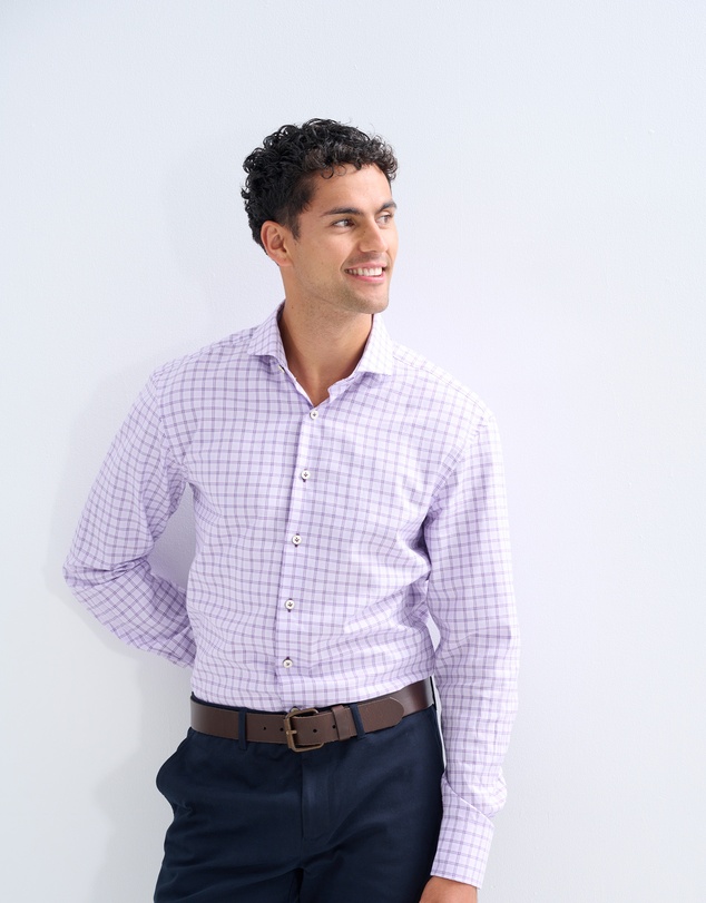 3 Wise Men - 3 Wise Men New York Purple Check Shirt